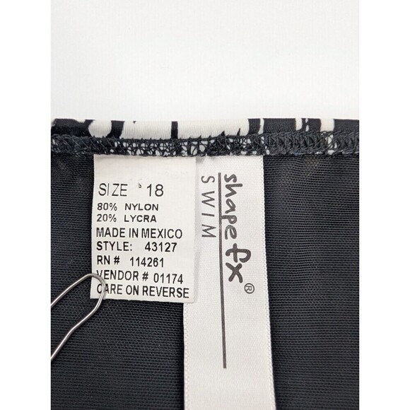 Shape Fx Swim Bikini Bottom Womens 18 Black Abstract Print Tummy Control Resort - Picture 2 of 10